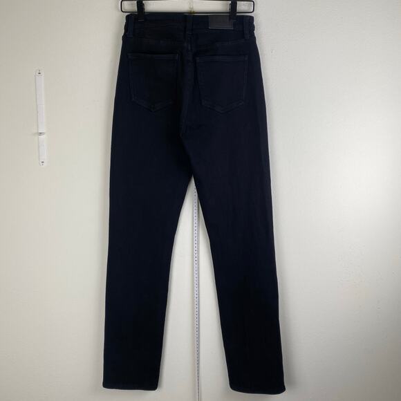 Pistola Teagan Vented Straight Jeans Size 28 Dark Vinyl Black High Rise Slit - Picture 10 of 15